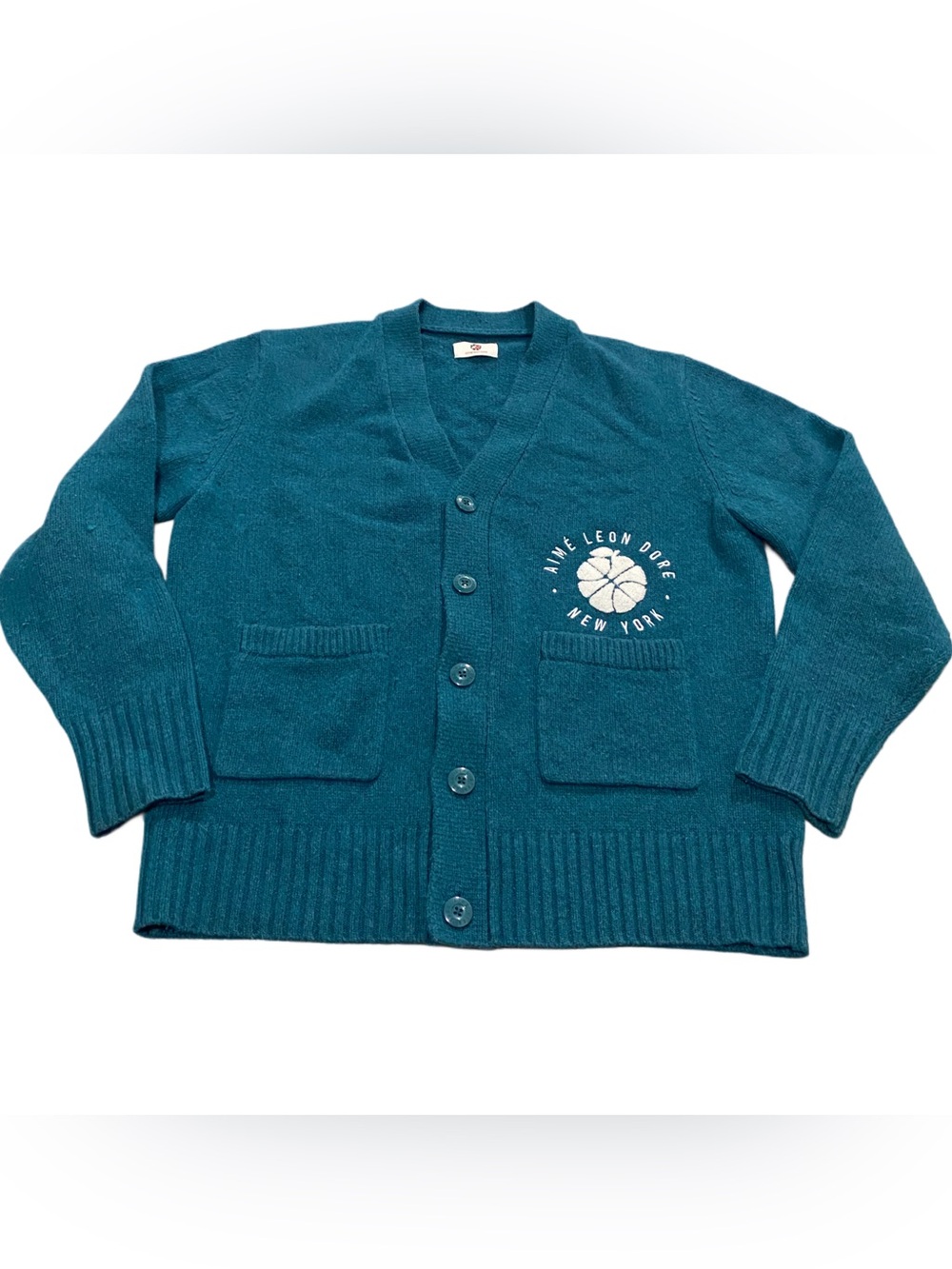 Aime Leon Dore x New Balance Cardigan Sweater Wool Blend Teal size Large